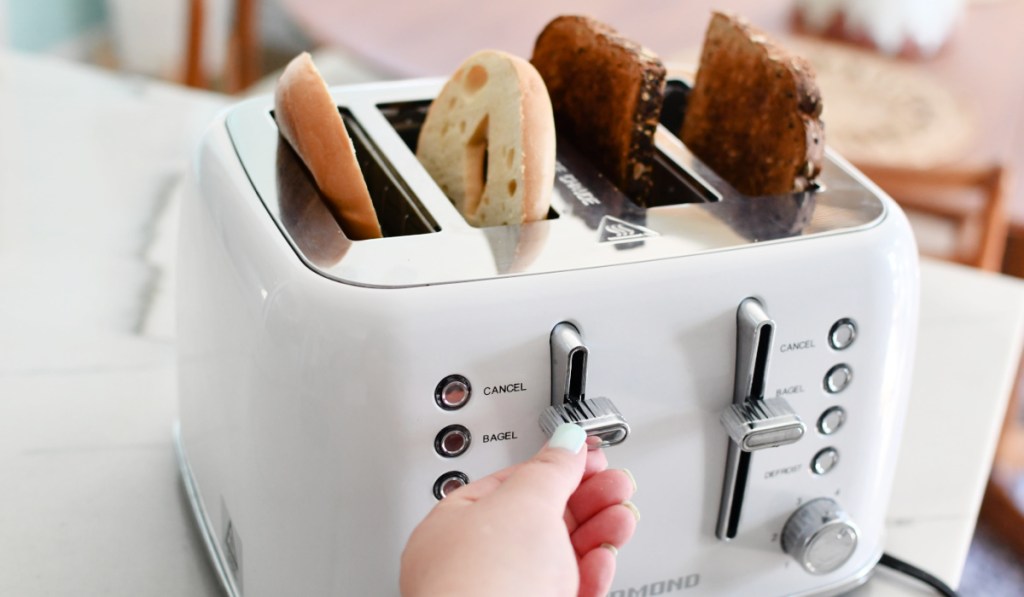 toasting a bagel and toast in a redmond toaster