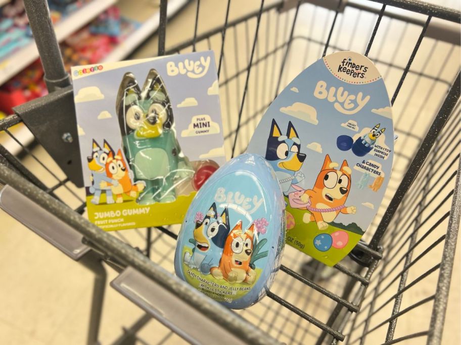 Bluey Easter candy and gifts in Walgreens cart