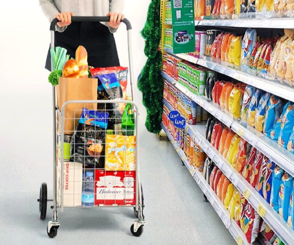 woman using a Pipishell Shopping Cart