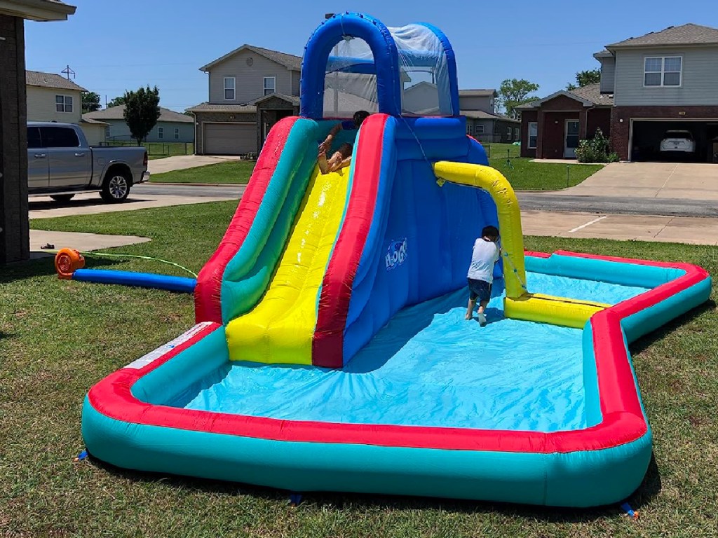 Bestway Water Park Slide set up in yard