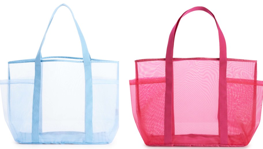 Blue and pink tote bag