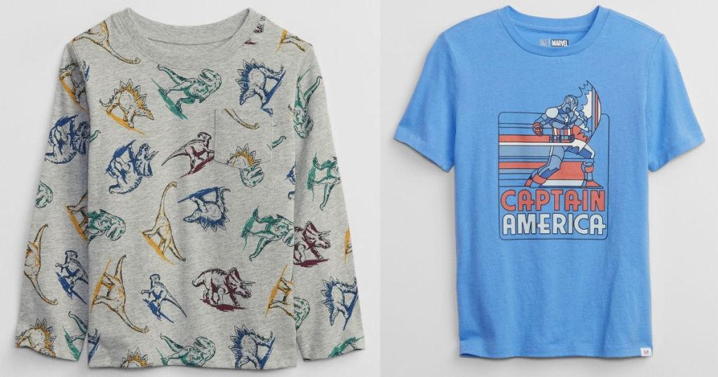 GAP Boys dino and Marvel Tops