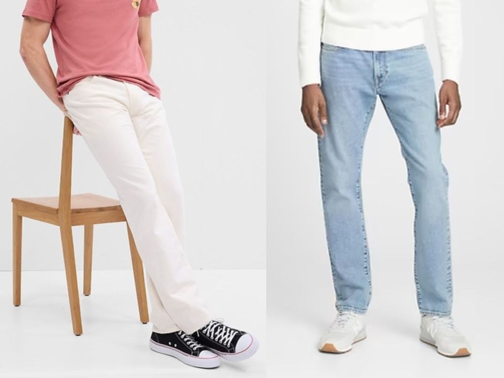 2 men wearing GAP Men's Washwell Jeans