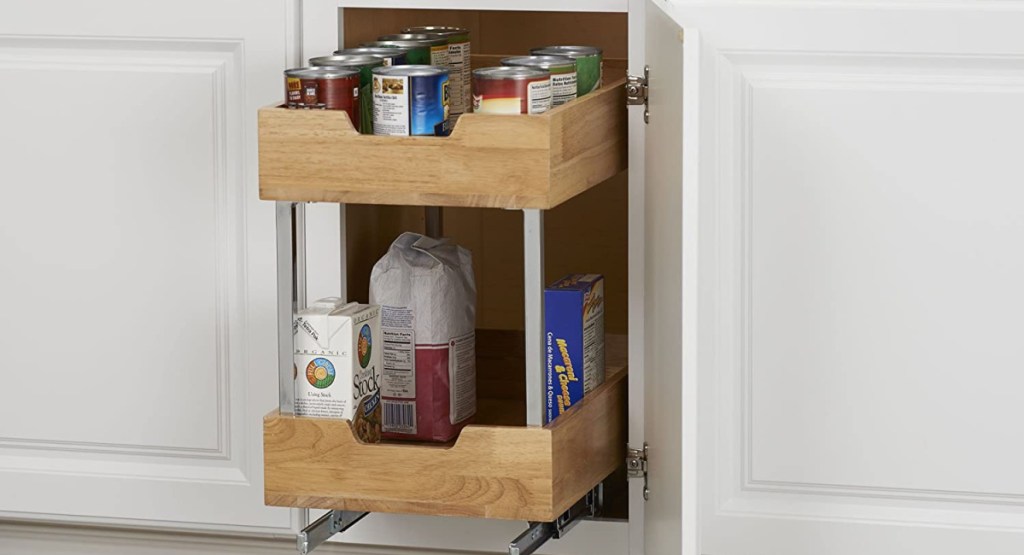 Household Essentials GLIDEZ Wood 2-Tier Sliding Cabinet Organizer