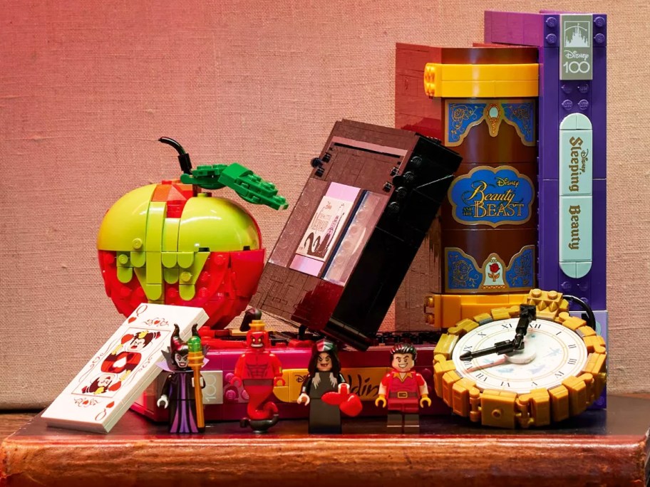 lego disney villains set on a wood table