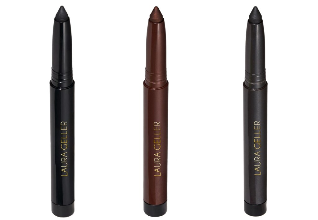 Laura gellar eyeliner in black, brown and dark gray