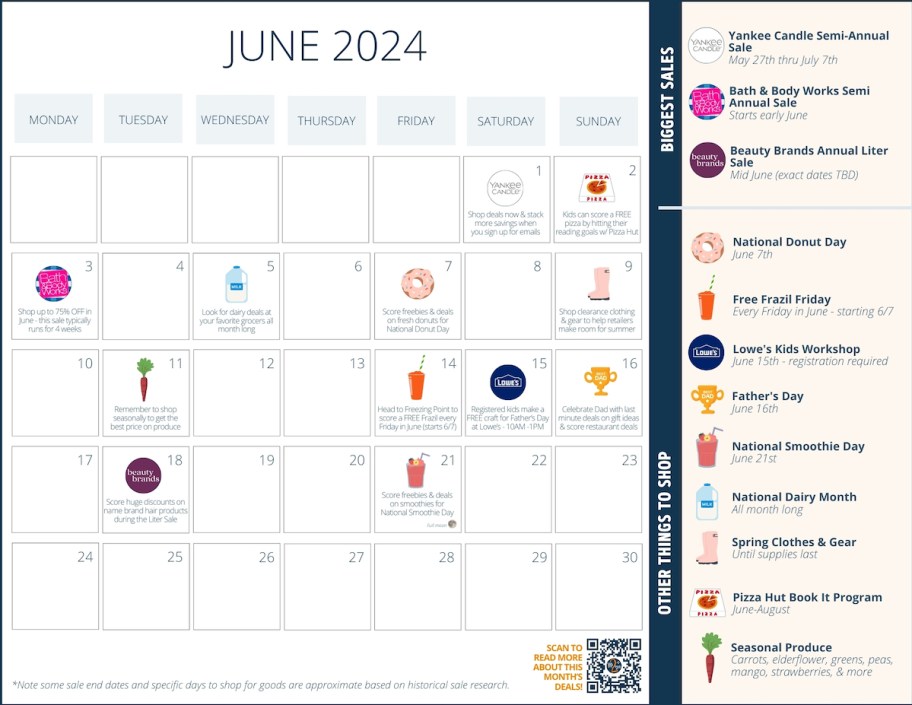 best june 2024 sales freebies and deals calendar what to buy in june