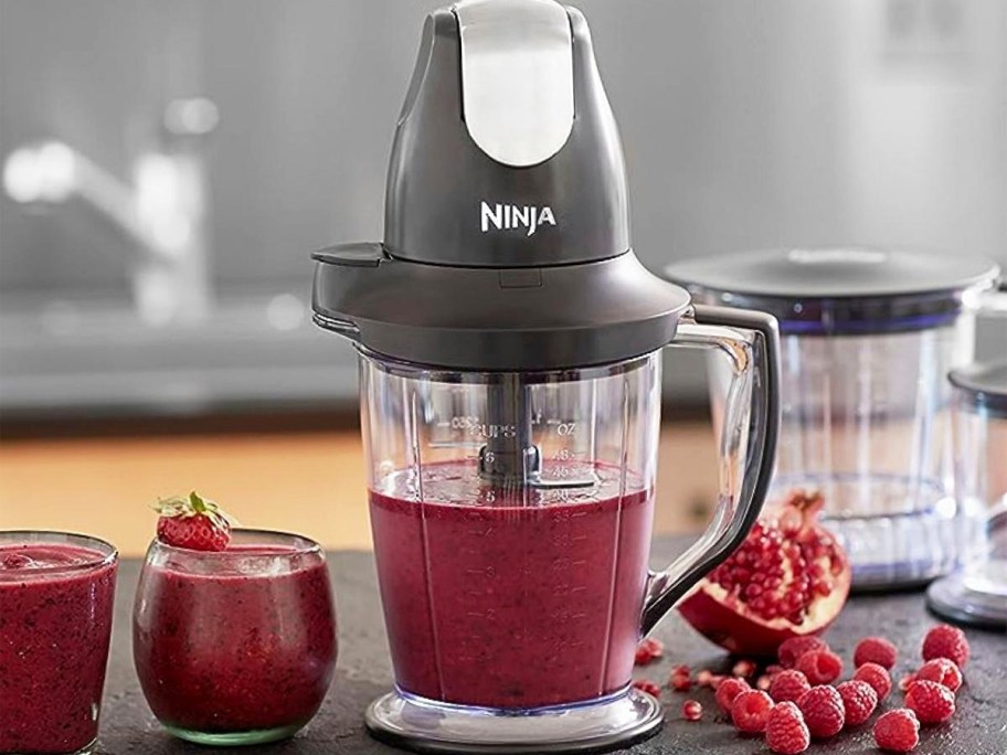 making smoothies in a Ninja Storm machine