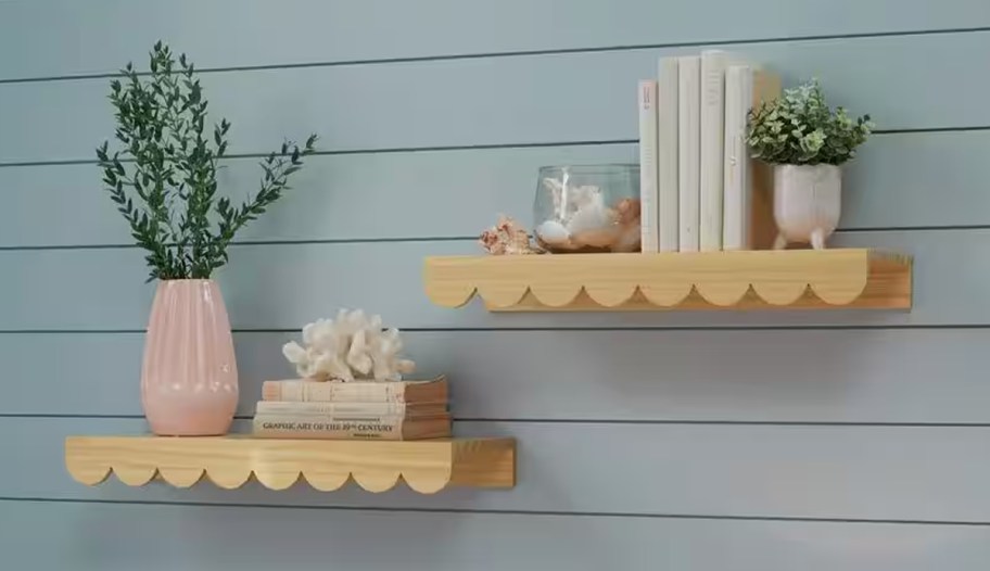 scalloped edge wall shelves