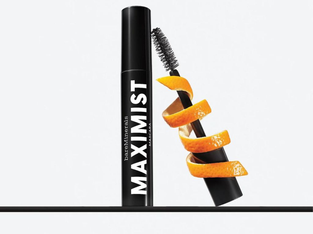 bareMinerals Maximist mascara and wand wrapped with orange peel