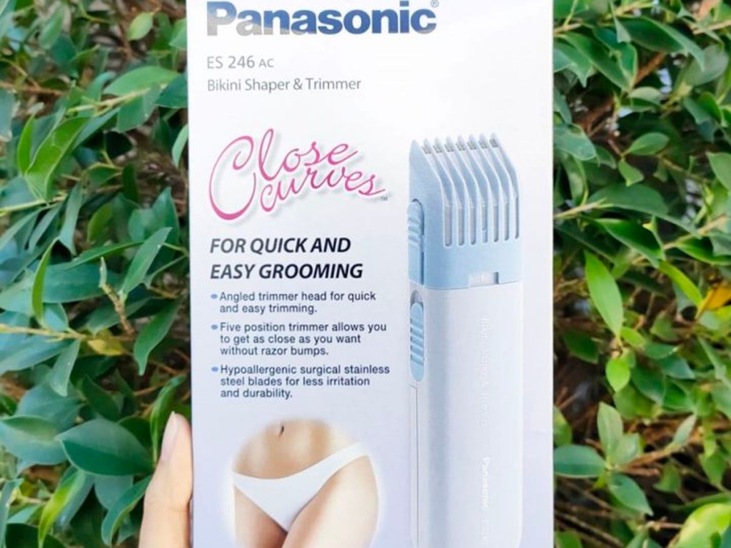 hand holding panasonic bikini trimmer