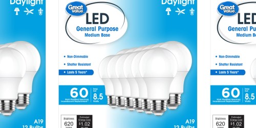 Great Value LED Light Bulbs 12-Pack Only $3.97 on Walmart.online (Reg. $10)