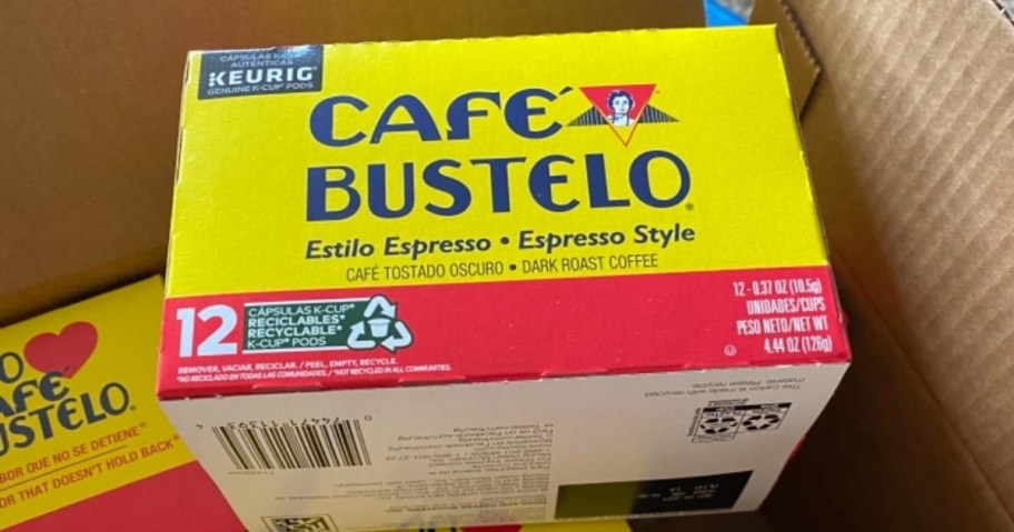 box of cafe bustelo espresso style k-cups