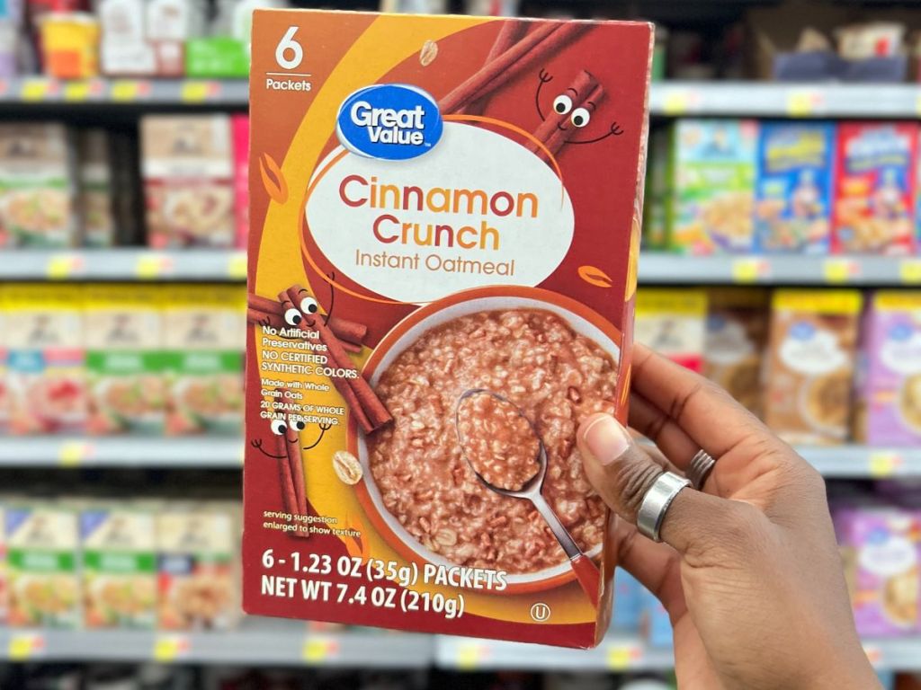 a box of cinnamon crunch instant oatmeal 