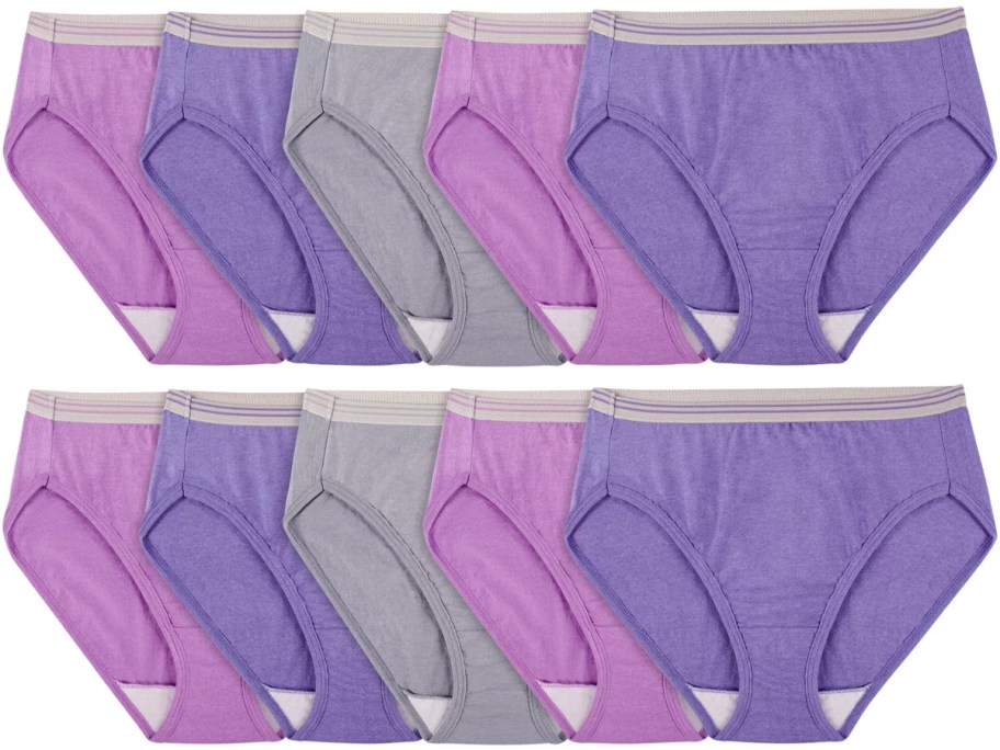 Fruit of the Loom Women's Hi-Cut Underwear 10-Pack