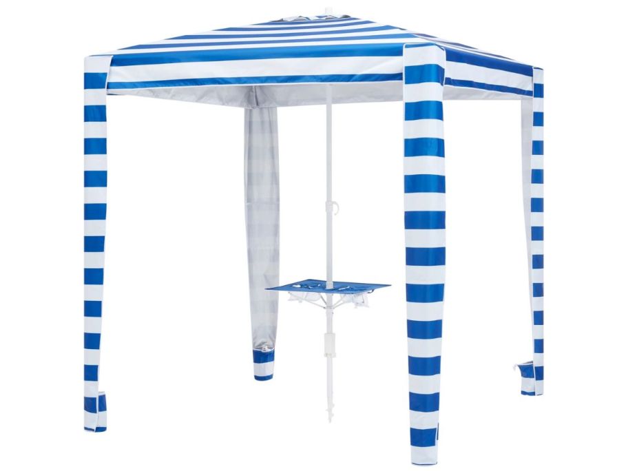 Mainstays 6' Blue & White Stripe Beach Umbrella Canopy stock image