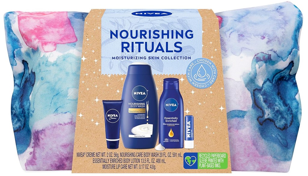 nivea gift set in watercolor travel bag