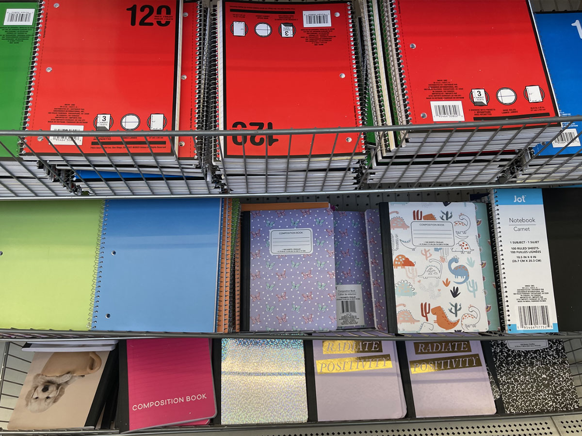 endcap full of notebooks