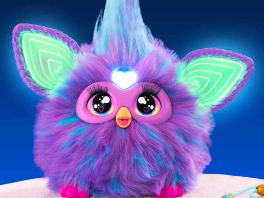 purple furby on counter