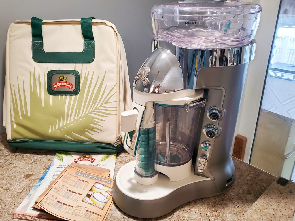 margaritaville maker with bag on counter