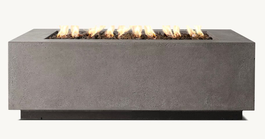 stock photo of rectangular concrete fire pit table restoration hardware patio furniture