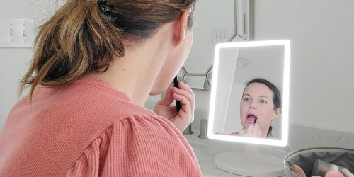 Portable Lighted Makeup Mirror w/ Touch Controls Only $27.99 Shipped on Amazon | Simulates Natural Sunlight