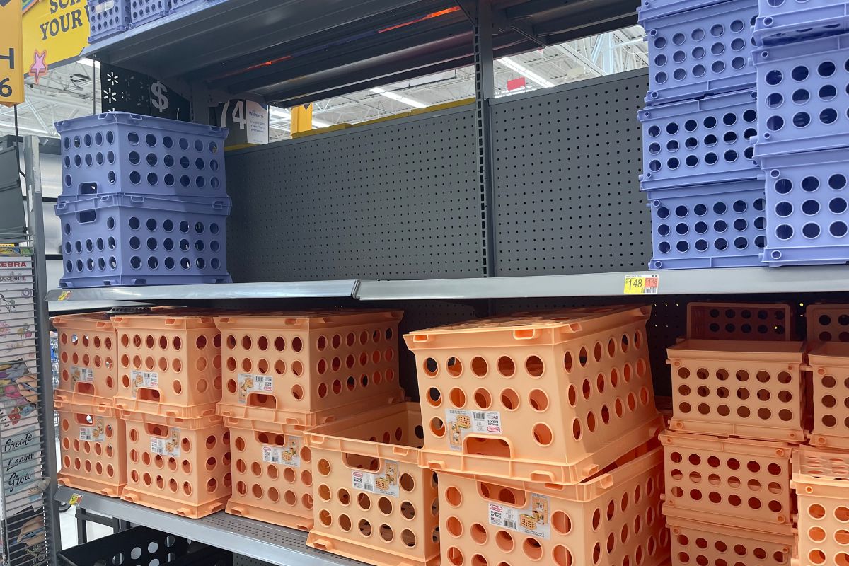 Pen + Gear Large Storage Crate on shelf at Walmart