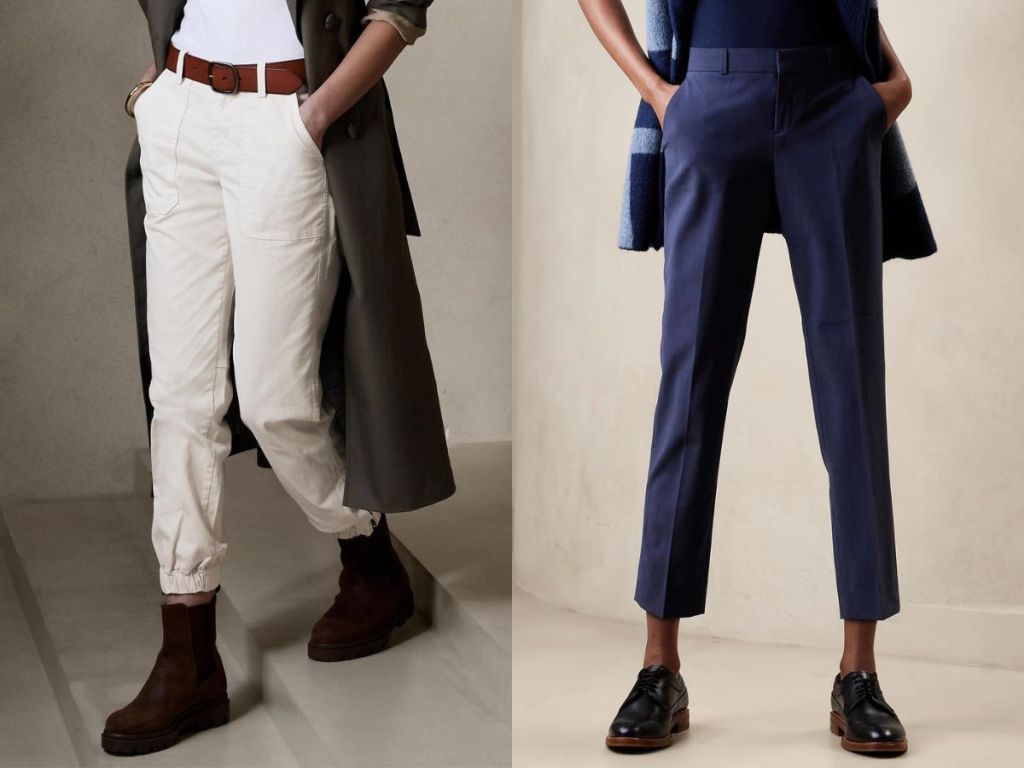 two women wearing Banana Republic Pants