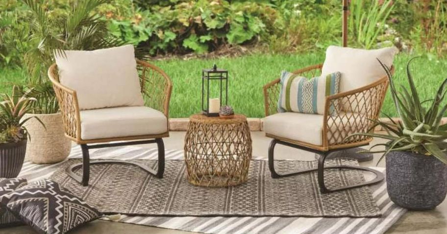 Better Homes & Gardens Ventura 3-Piece Outdoor Boho Wicker Chat Set