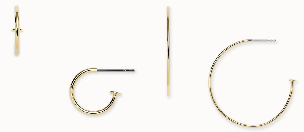 two pairs of gold hoop earrings