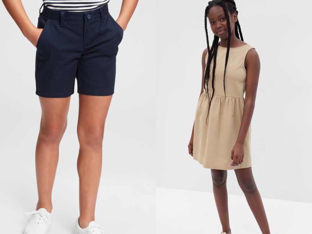 GAP girls wearing uniform shorts & dress