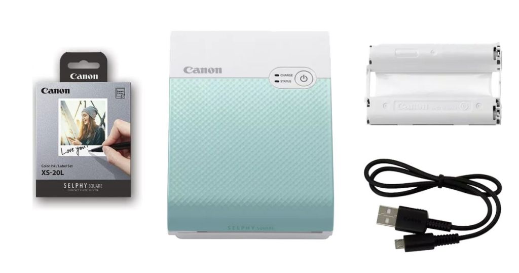 Canon SELPHY QX10 onlinepact Square Photo Printer, Green Color Ink/Label Set XS-20L (20 Sheets)