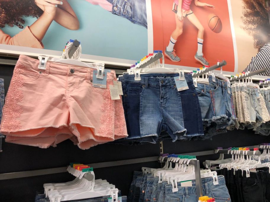 Cat & Jack Girls Shorts hanging in target store