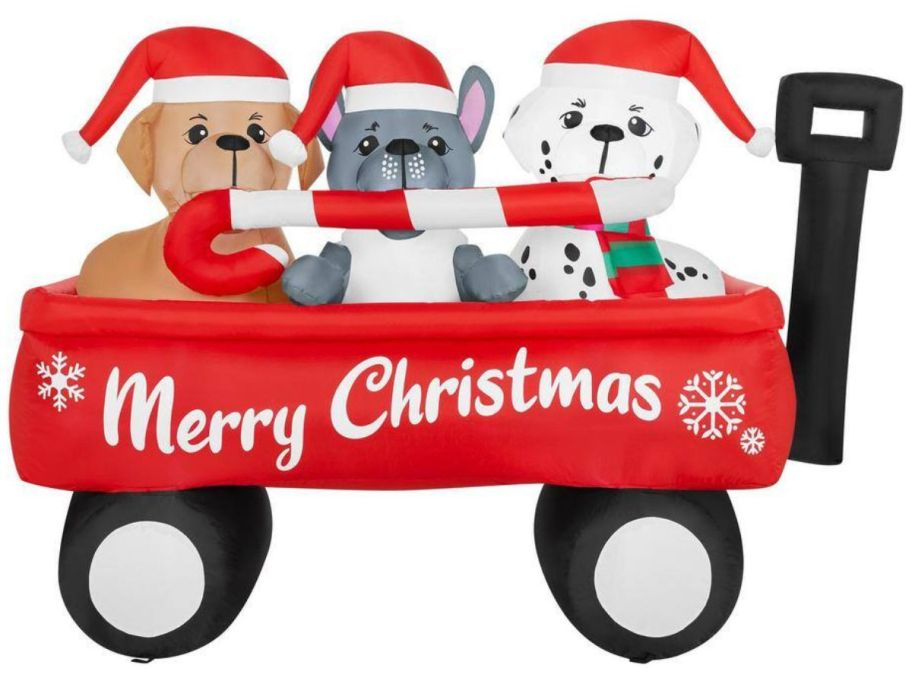 Home Accents Holiday Inflatable Dogs in a Wagon