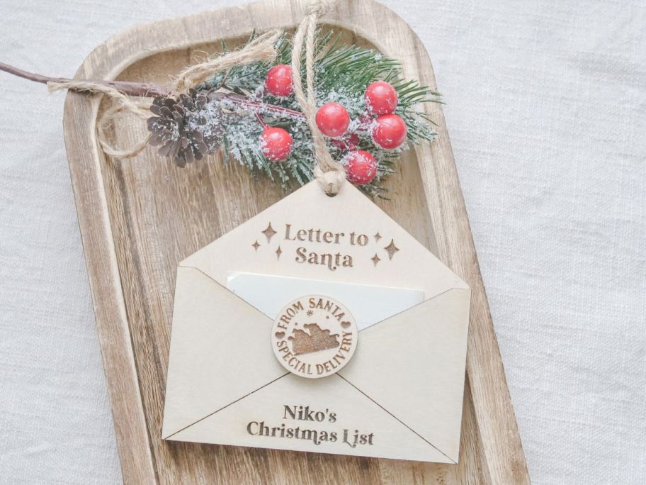 Personalize Wooden Letter to Santa Ornament