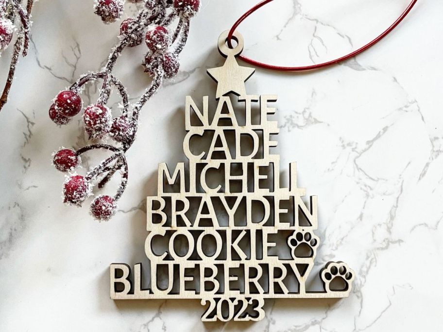 Custom Names tree ornament