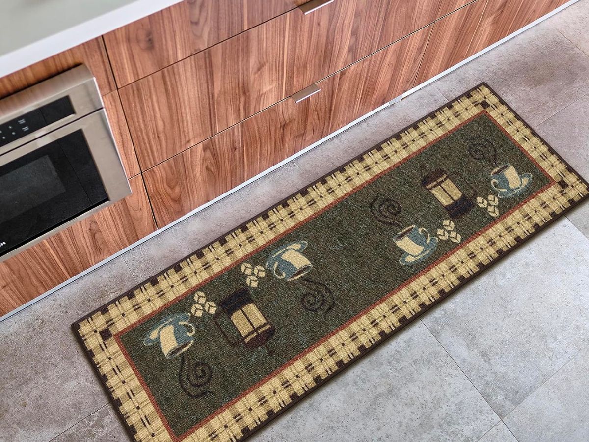 Ottomanson Siesta Kitchen Non-Slip Coffee Cups Kitchen Rug