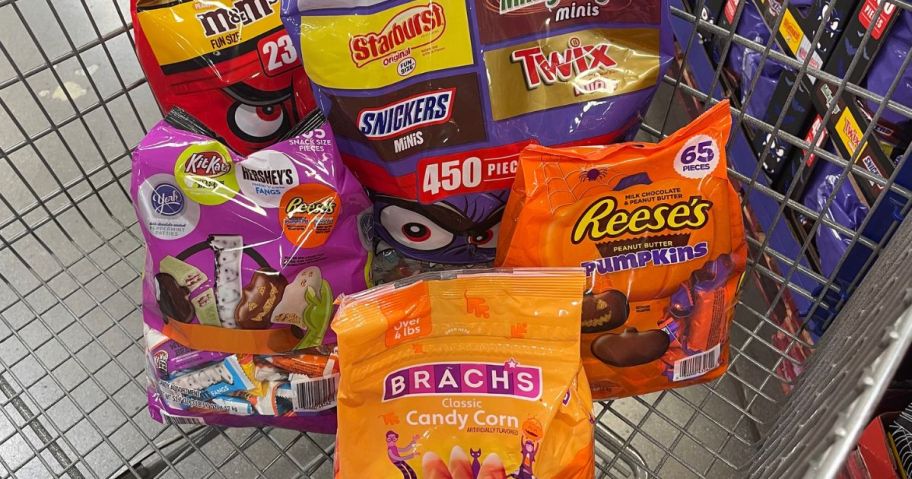 Sam's Club Halloween Candy in a shopping cart