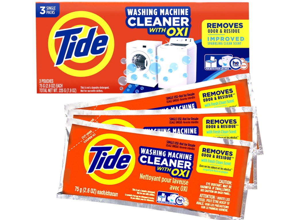 Tide + Oxi Powder Washing Machine Cleaner 3 Washer Pouches-2