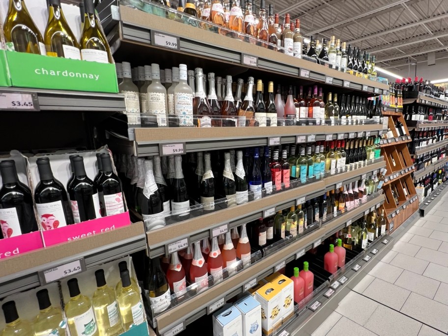 wine section of ALDI