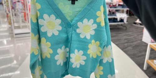 Girl’s Novelty Cardigan Just $20 at Target | onlinees in Three Adorable Prints