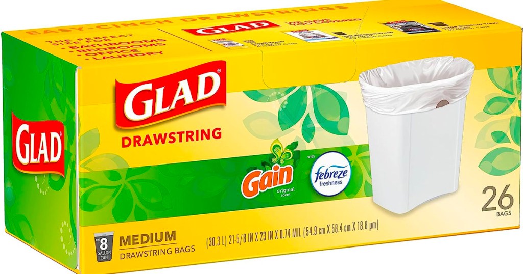 gain glad drawstring trash bags