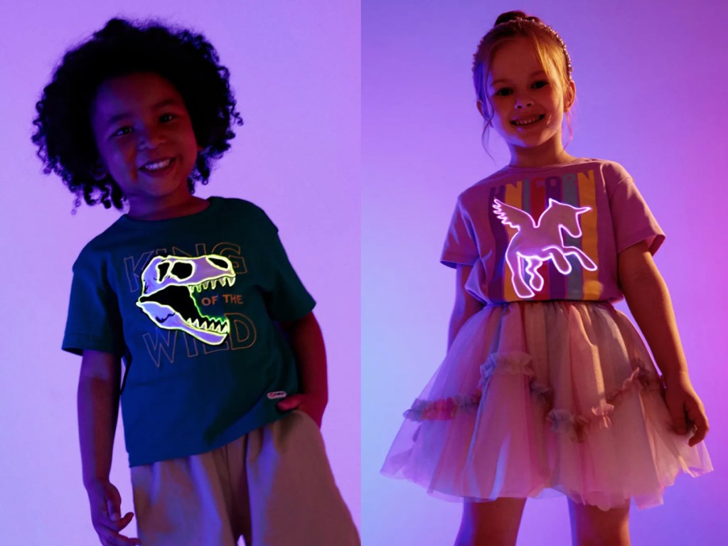 unicorn and dinosaur light up shirts