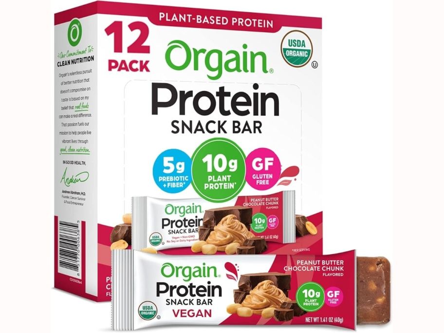 one 12 count box of orgain protein bars 