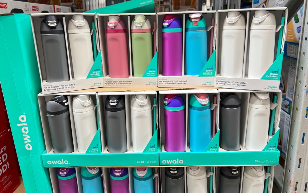 owala water bottles on display at sam's club