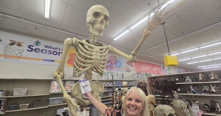 10' Posable Skeleton w/ LED in store