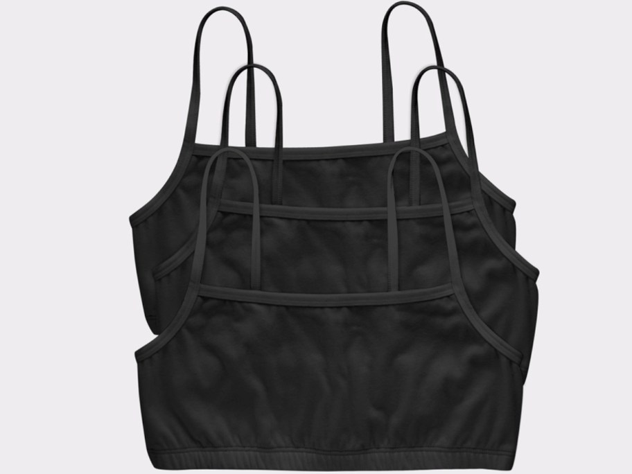 3 women's black bralettes