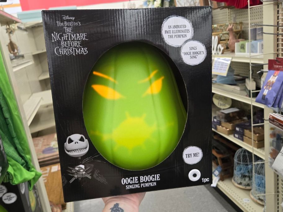 Disney The Nightmare Before Christmas 12" Oogie Boogie Animated Pumpkin in hand in store