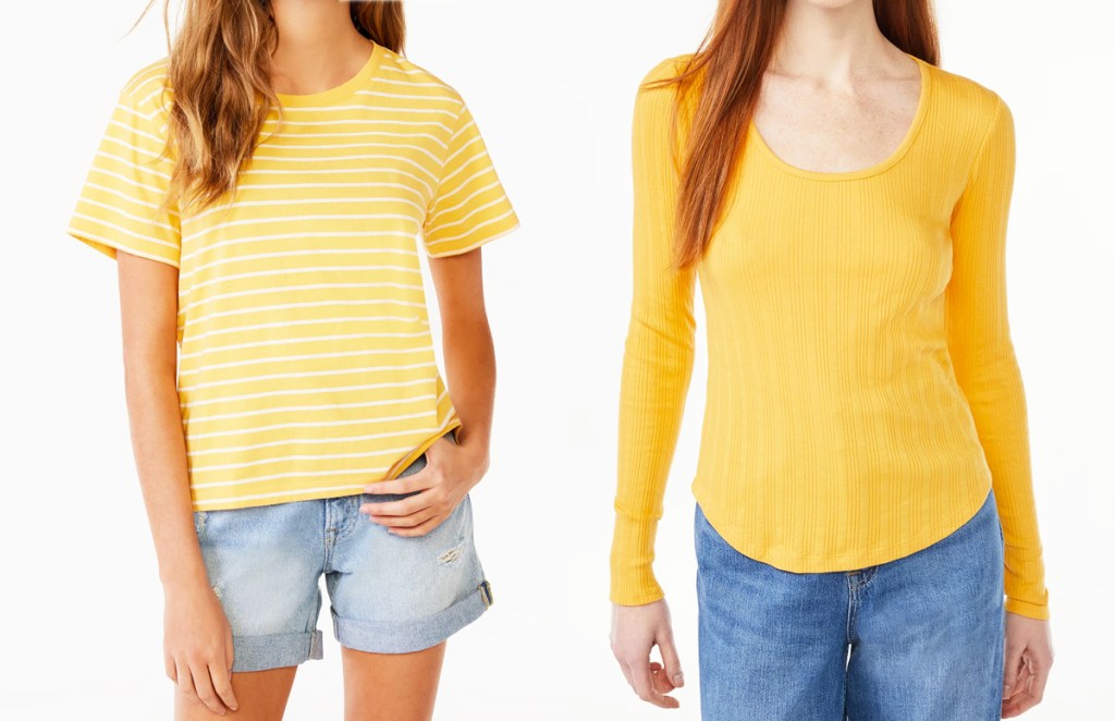 two women in yellow shirts