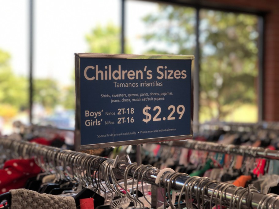 A goodwill price tag on clothing